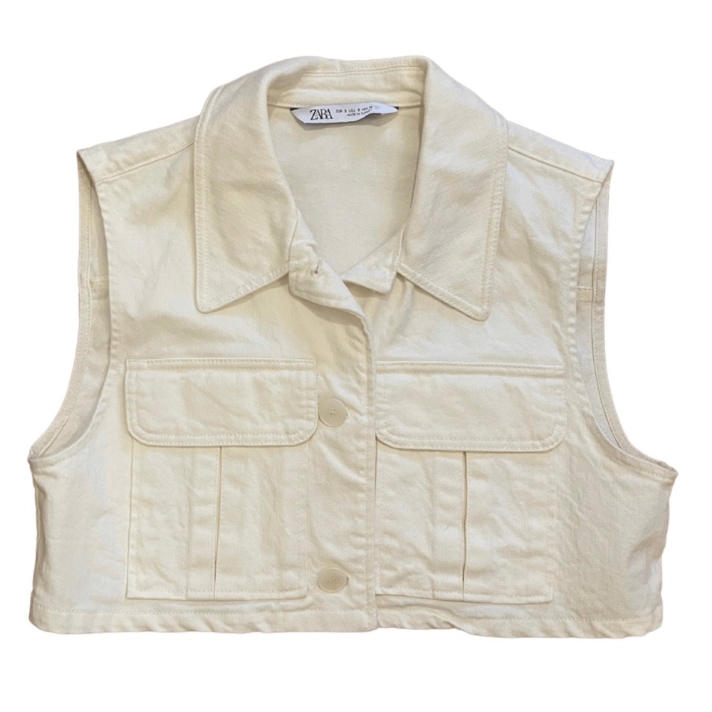 Zara cream cropped vest